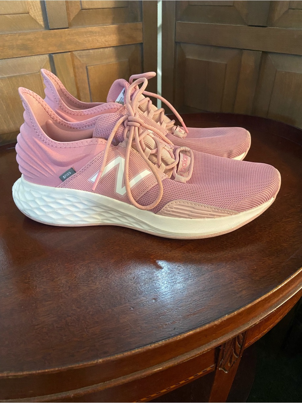New Balance FIGS Women's Pink Mesh Athletic Sneakers with White Midsole